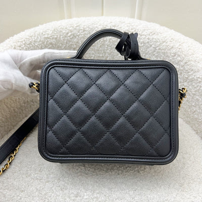 Chanel Small Filigree Vanity Bag in Black Caviar, Black Trim and AGHW