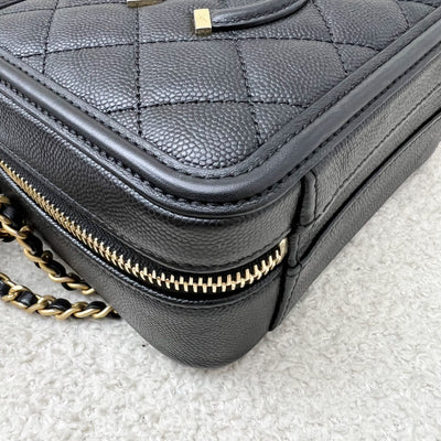 Chanel Small Filigree Vanity Bag in Black Caviar, Black Trim and AGHW