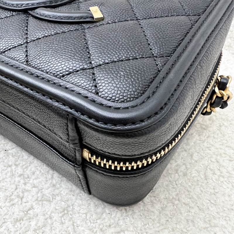 Chanel Small Filigree Vanity Bag in Black Caviar, Black Trim and AGHW