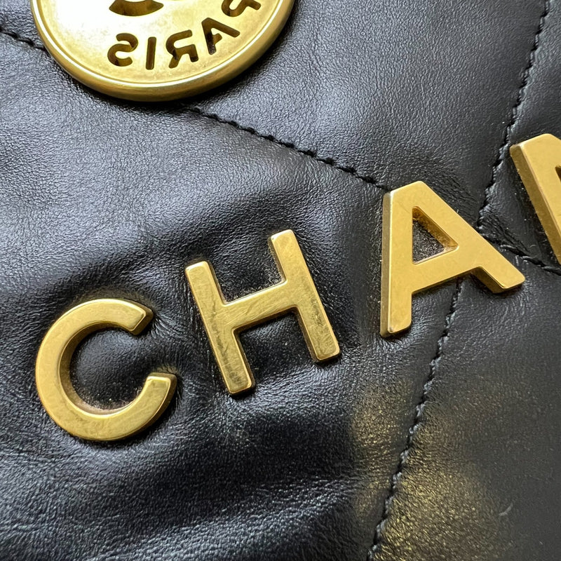 Chanel 22 Medium Hobo Handbag in Black Calfskin and AGHW