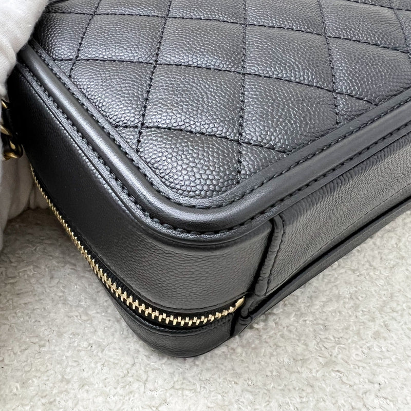 Chanel Small Filigree Vanity Bag in Black Caviar, Black Trim and AGHW