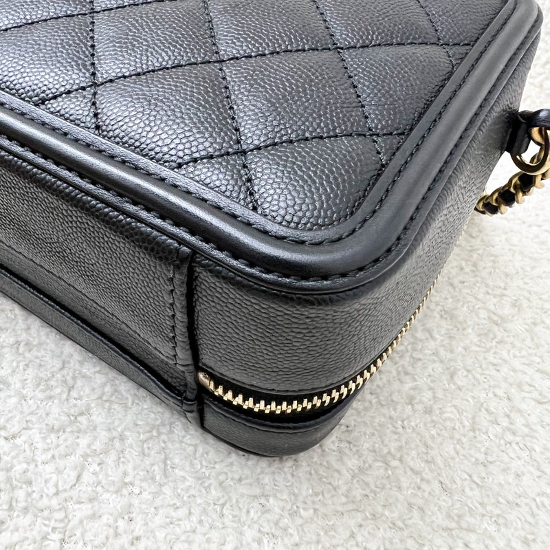 Chanel Small Filigree Vanity Bag in Black Caviar, Black Trim and AGHW