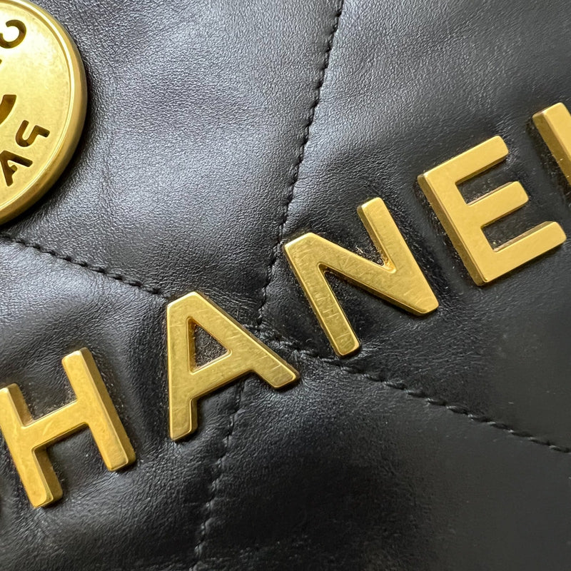 Chanel 22 Medium Hobo Handbag in Black Calfskin and AGHW