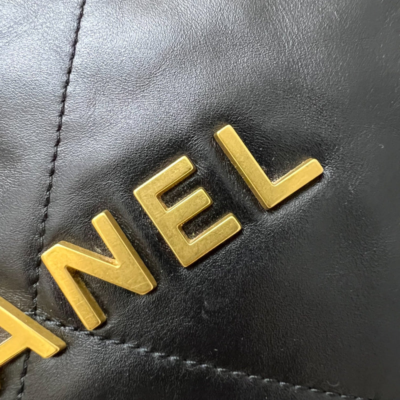Chanel 22 Medium Hobo Handbag in Black Calfskin and AGHW