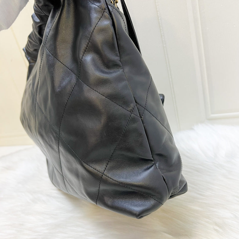 Chanel 22 Medium Hobo Handbag in Black Calfskin and AGHW