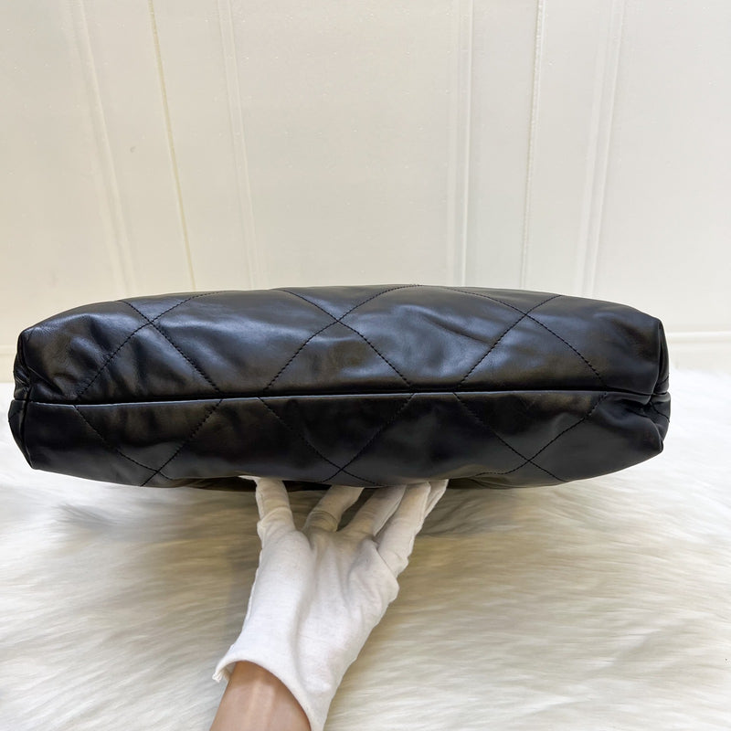 Chanel 22 Medium Hobo Handbag in Black Calfskin and AGHW