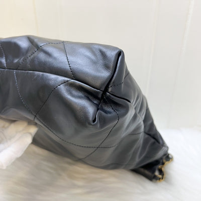 Chanel 22 Medium Hobo Handbag in Black Calfskin and AGHW