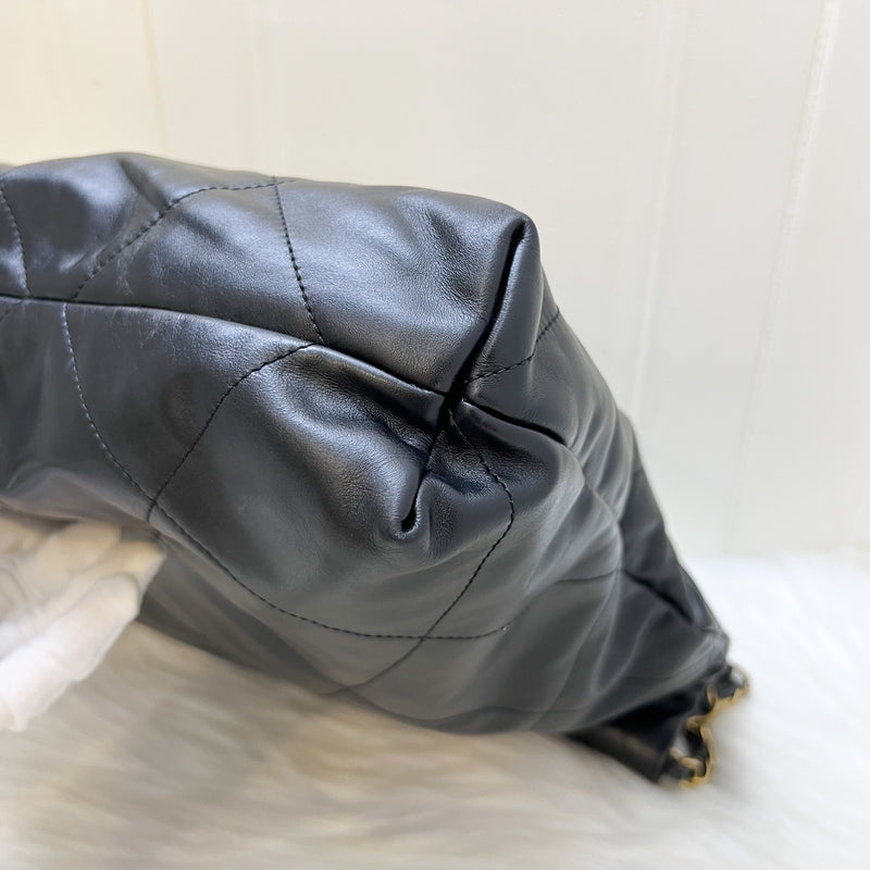 Chanel 22 Medium Hobo Handbag in Black Calfskin and AGHW