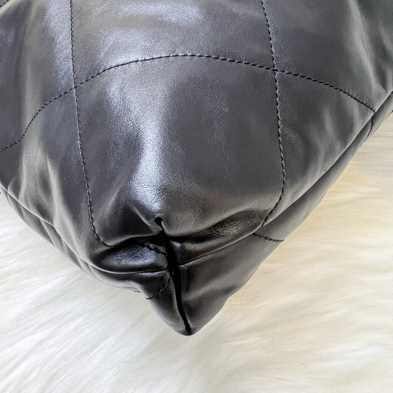 Chanel 22 Medium Hobo Handbag in Black Calfskin and AGHW