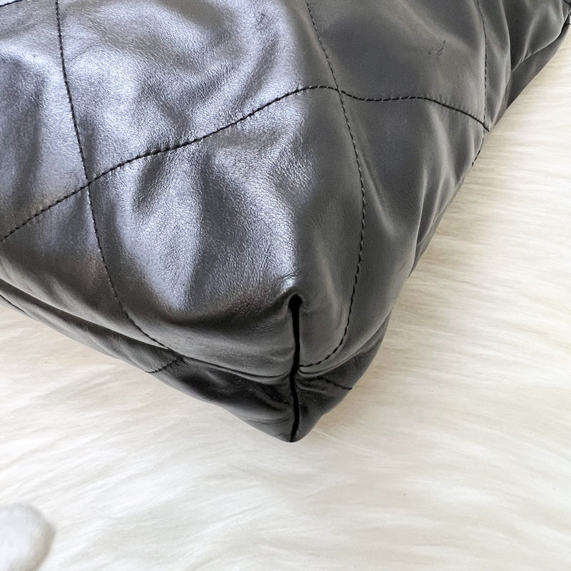 Chanel 22 Medium Hobo Handbag in Black Calfskin and AGHW
