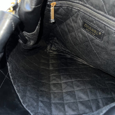 Chanel 22 Medium Hobo Handbag in Black Calfskin and AGHW