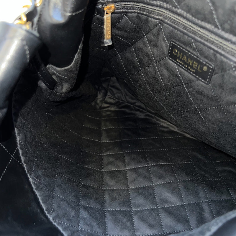 Chanel 22 Medium Hobo Handbag in Black Calfskin and AGHW