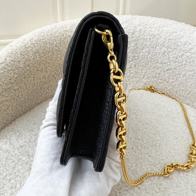 Dior Caro Pouch / Wallet on Chain WOC in Black Black Supple Cannage Calfskin GHW