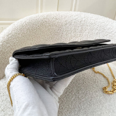 Dior Caro Pouch / Wallet on Chain WOC in Black Black Supple Cannage Calfskin GHW