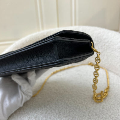 Dior Caro Pouch / Wallet on Chain WOC in Black Black Supple Cannage Calfskin GHW