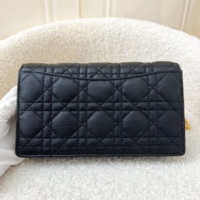 Dior Caro Pouch / Wallet on Chain WOC in Black Black Supple Cannage Calfskin GHW