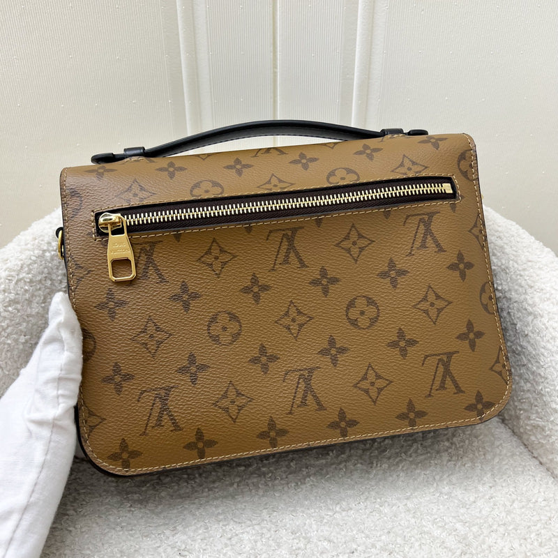 LV Pochette Metis in Reverse Monogram Canvas, Black Leather and GHW