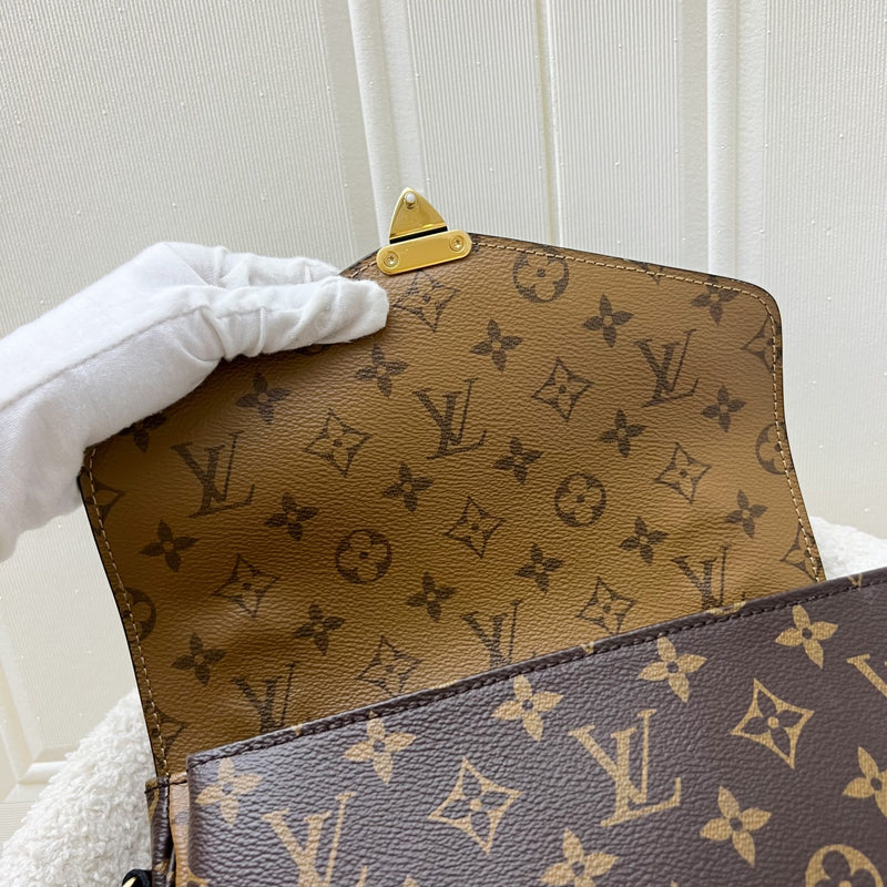 LV Pochette Metis in Reverse Monogram Canvas, Black Leather and GHW