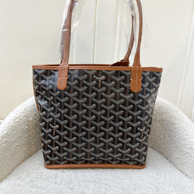 Goyard Mini Anjou in Black Goyardine Canvas with Camel Trim