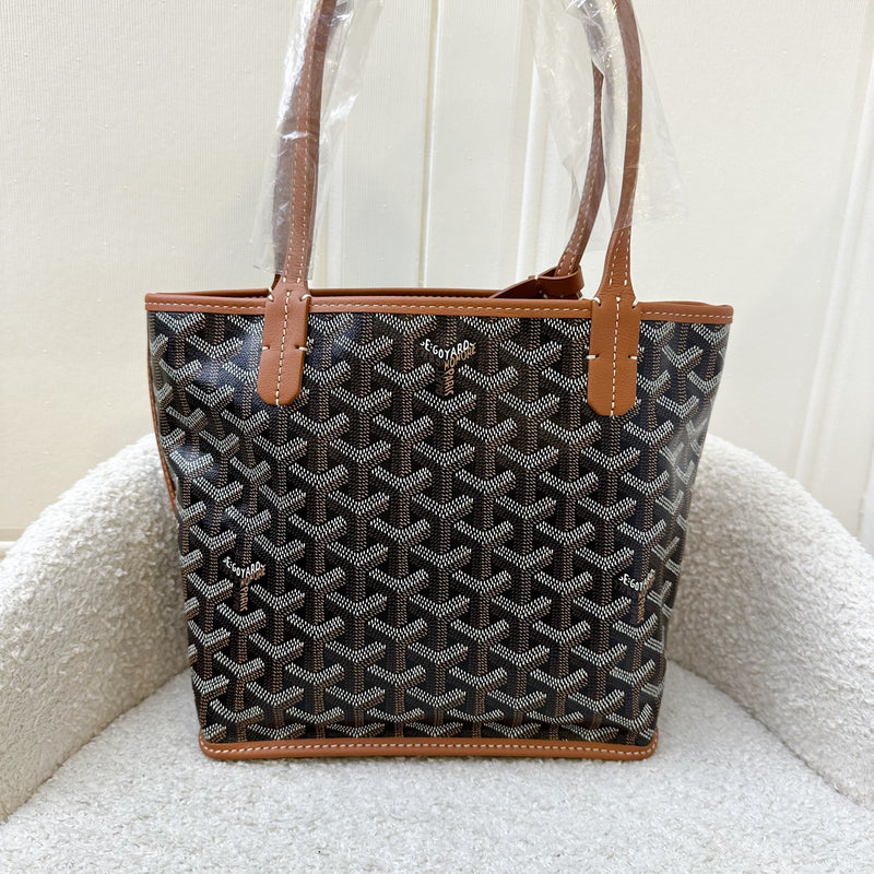 Goyard Mini Anjou in Black Goyardine Canvas with Camel Trim