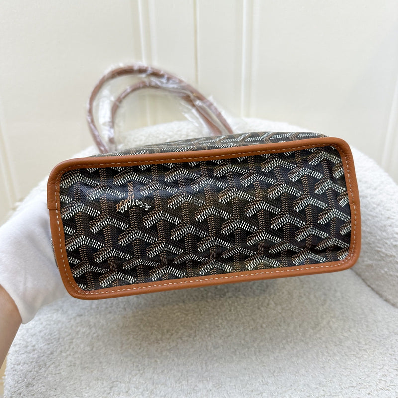 Goyard Mini Anjou in Black Goyardine Canvas with Camel Trim