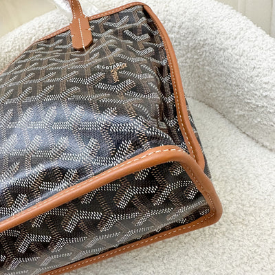 Goyard Mini Anjou in Black Goyardine Canvas with Camel Trim