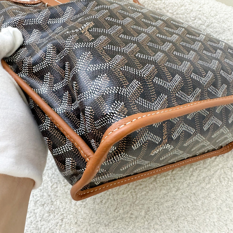 Goyard Mini Anjou in Black Goyardine Canvas with Camel Trim