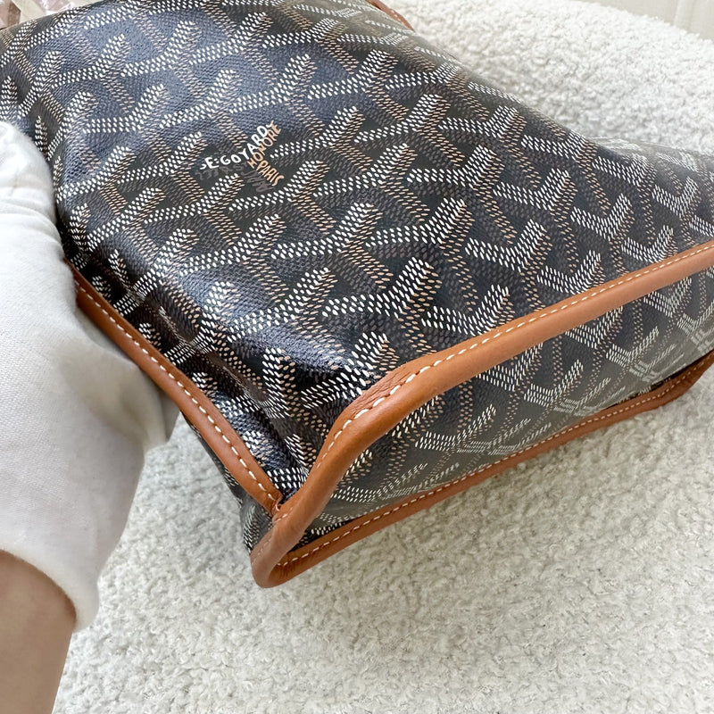 Goyard Mini Anjou in Black Goyardine Canvas with Camel Trim