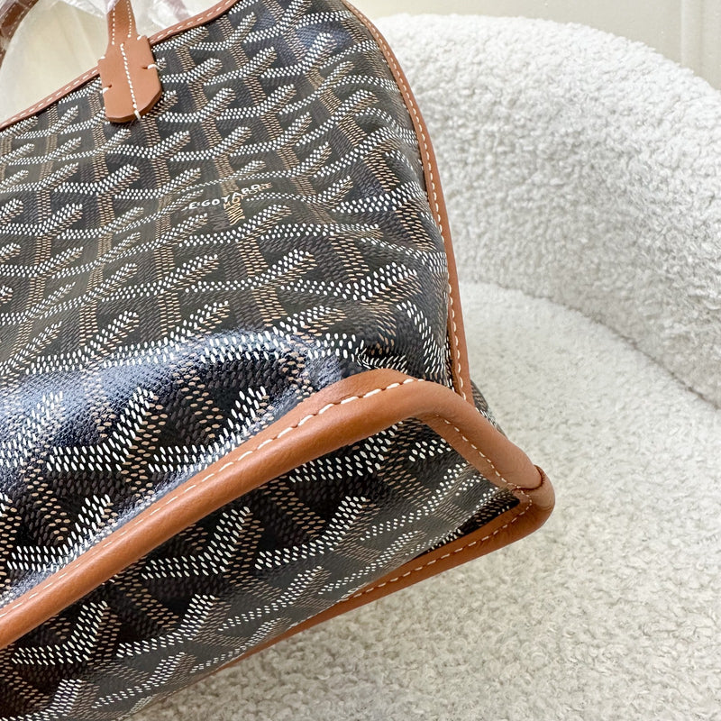 Goyard Mini Anjou in Black Goyardine Canvas with Camel Trim