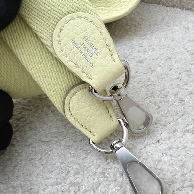 Hermes Mini Evelyne 16 in Jaune Milton Clemence Leather, Canvas Strap and PHW