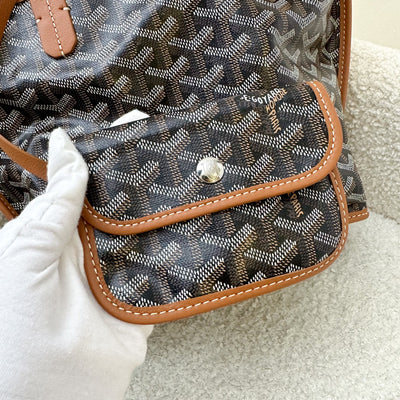 Goyard Mini Anjou in Black Goyardine Canvas with Camel Trim