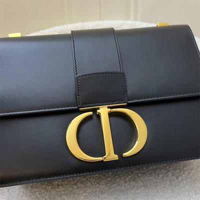 Dior 30 Montaigne Flap Bag in Black Calfskin and GHW