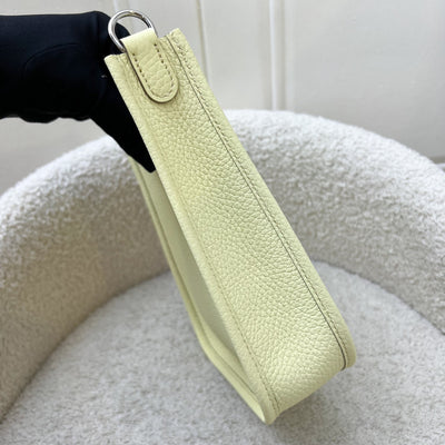 Hermes Mini Evelyne 16 in Jaune Milton Clemence Leather, Canvas Strap and PHW