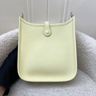 Hermes Mini Evelyne 16 in Jaune Milton Clemence Leather, Canvas Strap and PHW