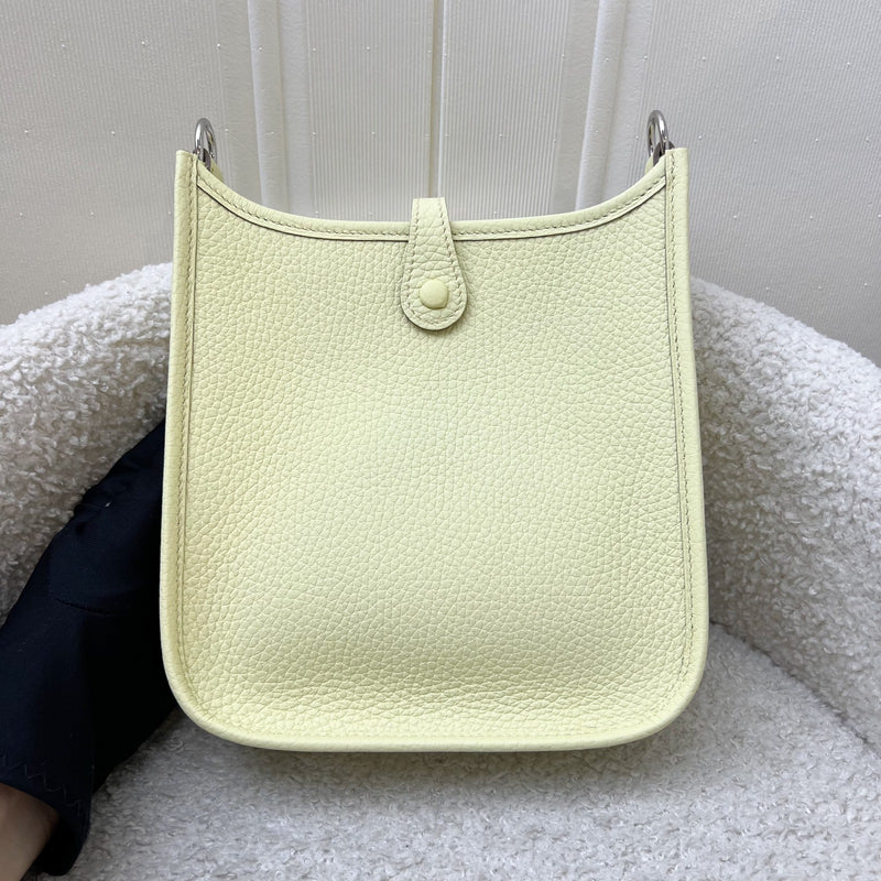 Hermes Mini Evelyne 16 in Jaune Milton Clemence Leather, Canvas Strap and PHW