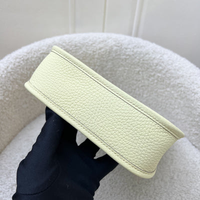 Hermes Mini Evelyne 16 in Jaune Milton Clemence Leather, Canvas Strap and PHW