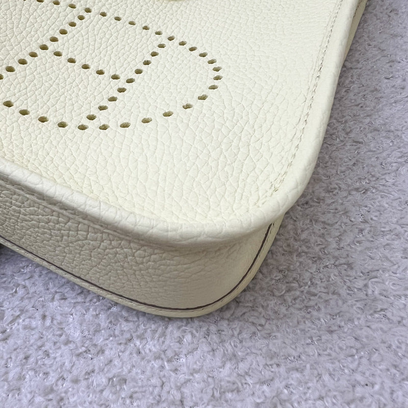 Hermes Mini Evelyne 16 in Jaune Milton Clemence Leather, Canvas Strap and PHW