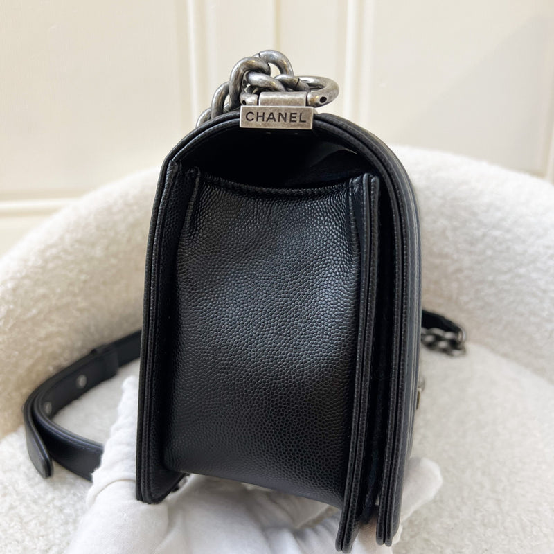 Chanel Medium 25cm Boy Flap in Black Caviar and RHW