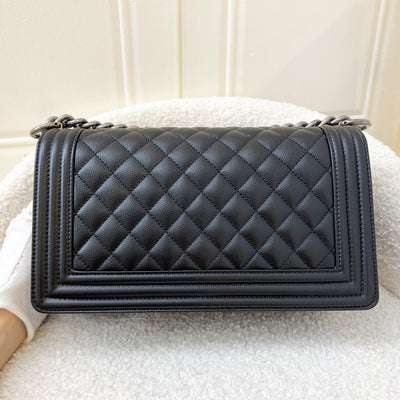 Chanel Medium 25cm Boy Flap in Black Caviar and RHW