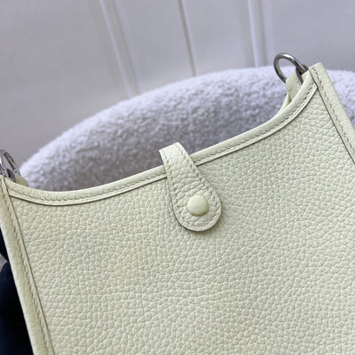 Hermes Mini Evelyne 16 in Jaune Milton Clemence Leather, Canvas Strap and PHW