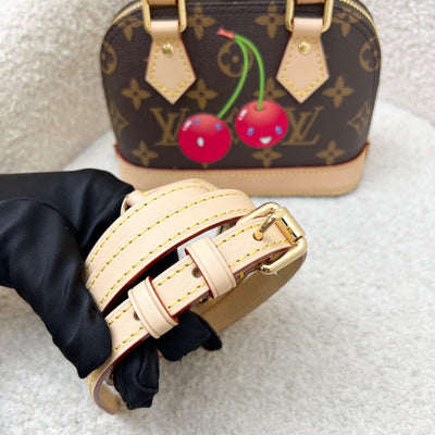 LV x TM Louis Vuitton Murakami Nano Alma with Cherry Motif Monogram Canvas and GHW