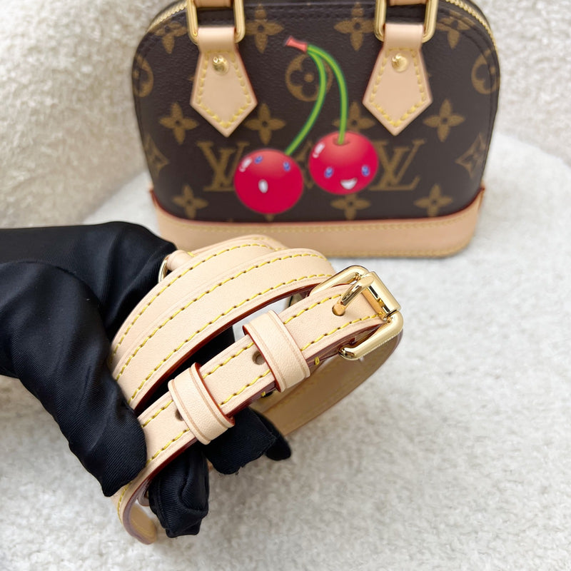 LV x TM Louis Vuitton Murakami Nano Alma with Cherry Motif Monogram Canvas and GHW