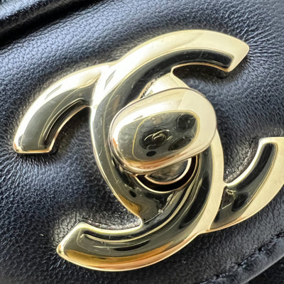 Chanel Medium Classic Flap CF in Chevron Quilted Black Lambskin and LGHW