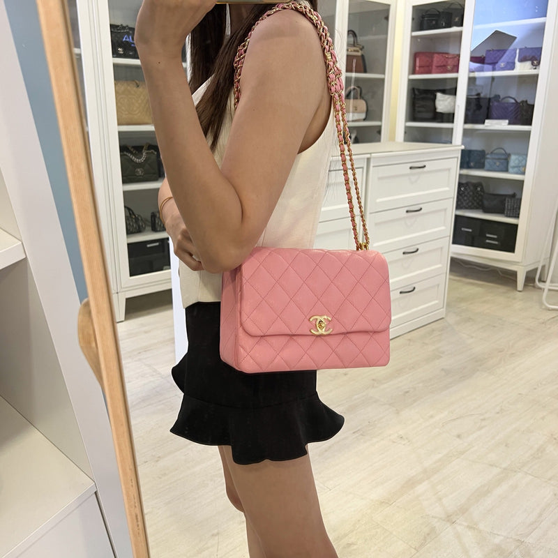 Chanel 22K Coco First Small Flap in Pink Caviar and LGHW (Model: AS3633)