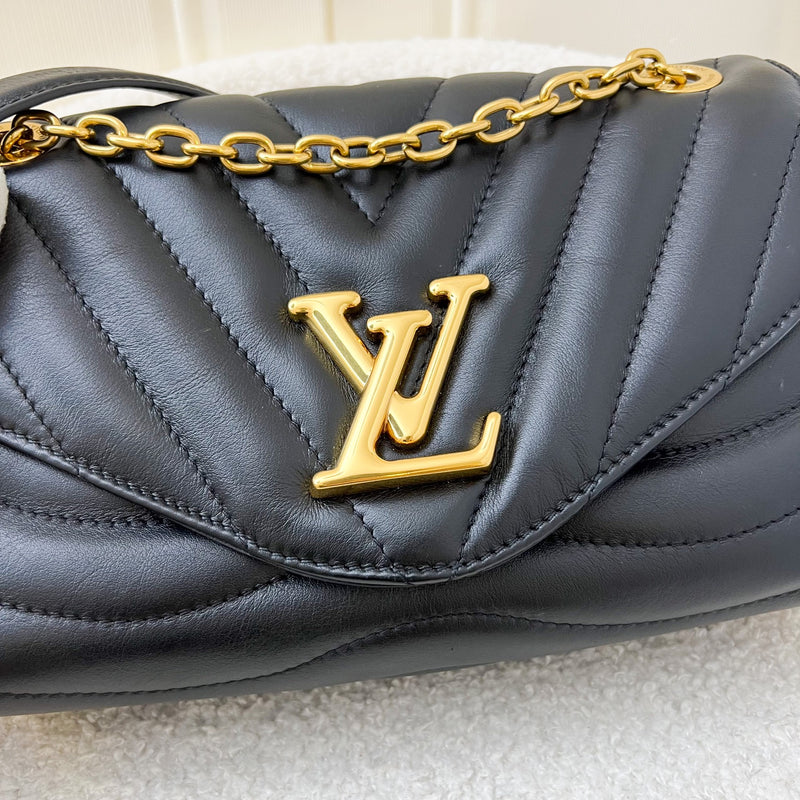LV New Wave Chain Bag MM in Black Calfskin and AGHW