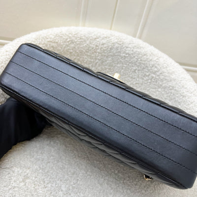 Chanel Medium Classic Flap CF in Chevron Quilted Black Lambskin and LGHW