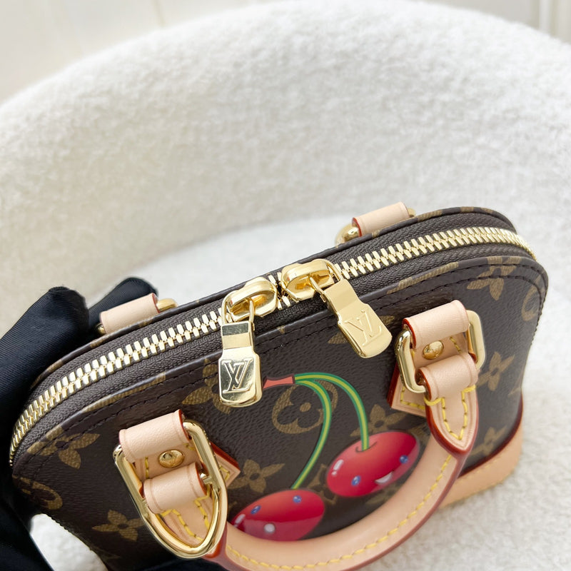 LV x TM Louis Vuitton Murakami Nano Alma with Cherry Motif Monogram Canvas and GHW