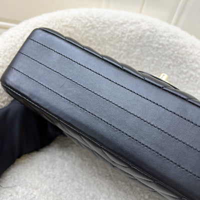Chanel Medium Classic Flap CF in Chevron Quilted Black Lambskin and LGHW