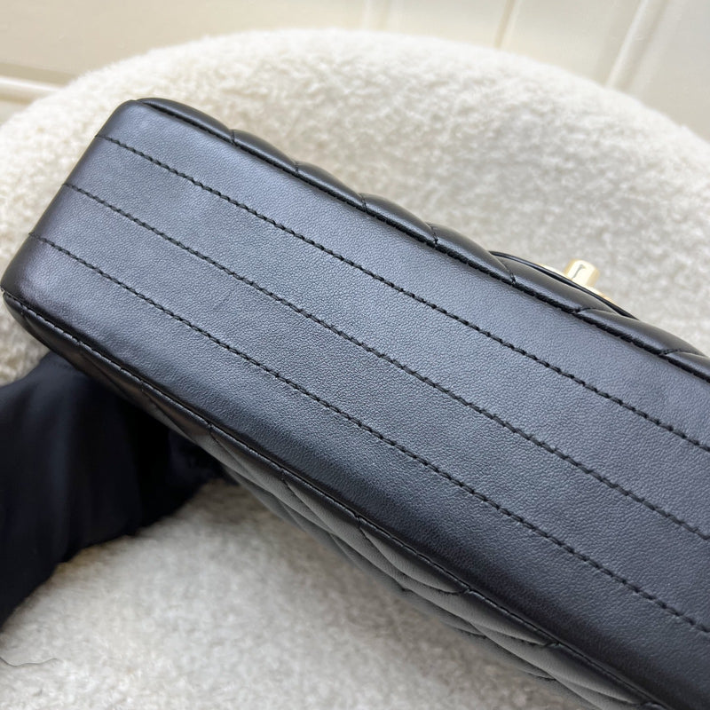 Chanel Medium Classic Flap CF in Chevron Quilted Black Lambskin and LGHW