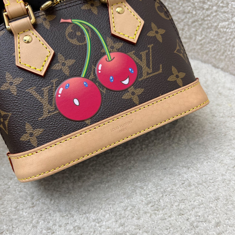 LV x TM Louis Vuitton Murakami Nano Alma with Cherry Motif Monogram Canvas and GHW